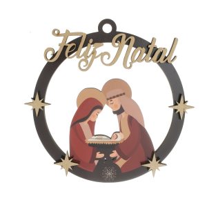 Guirlanda de Natal da Sagrada Família de MDF