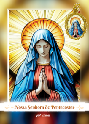 Medalha Nossa  Senhora  Pentecostes 2025 com santinho