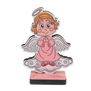 Enfeite Infantil do Anjo da Guarda com pedestal - Rosa
